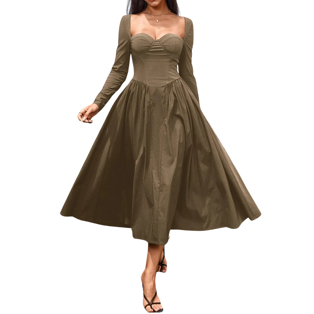 NICOLETTE™ – Sexy Open-Back Pleated Midi Dress