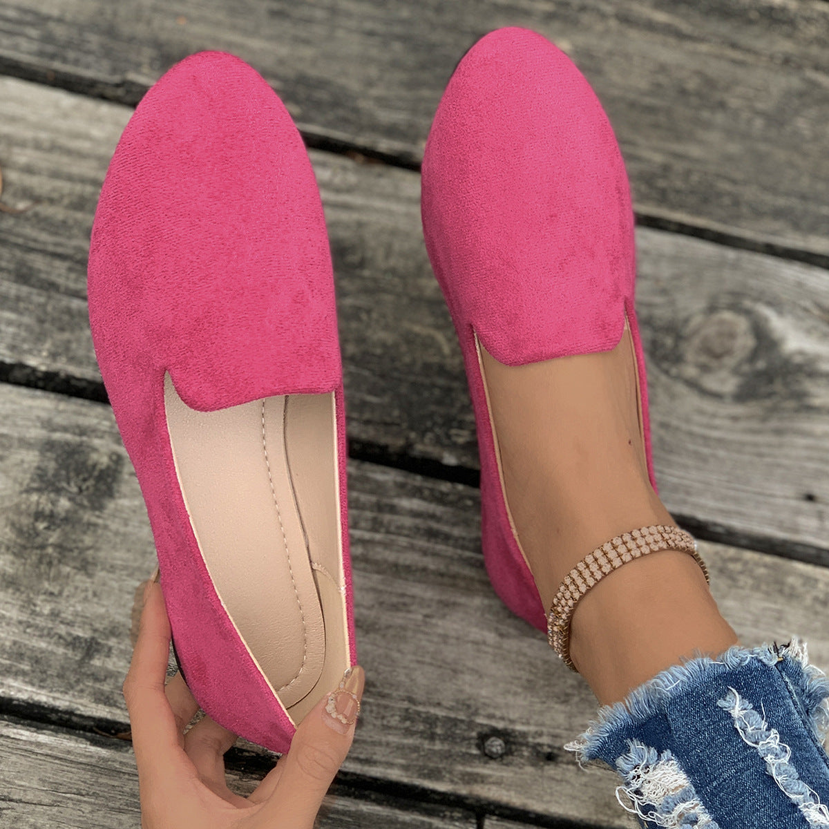 SHERNA™ - Women’s Solid Color Flats Soft Sole Pointed Toe Slip-On Shoes