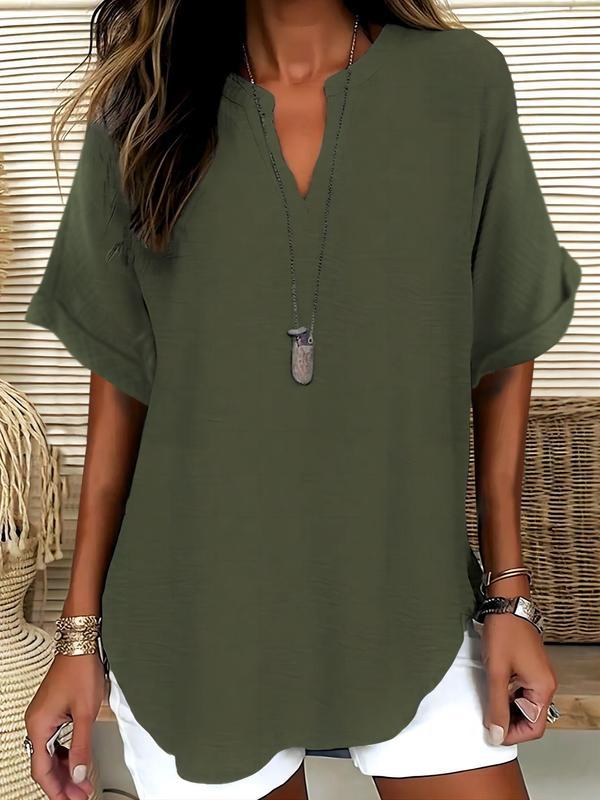 GENNEVA™ – Casual Plain Short Sleeve Blouse
