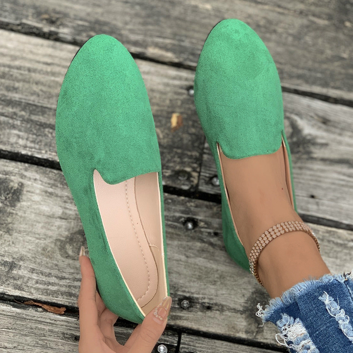 SHERNA™ - Women’s Solid Color Flats Soft Sole Pointed Toe Slip-On Shoes