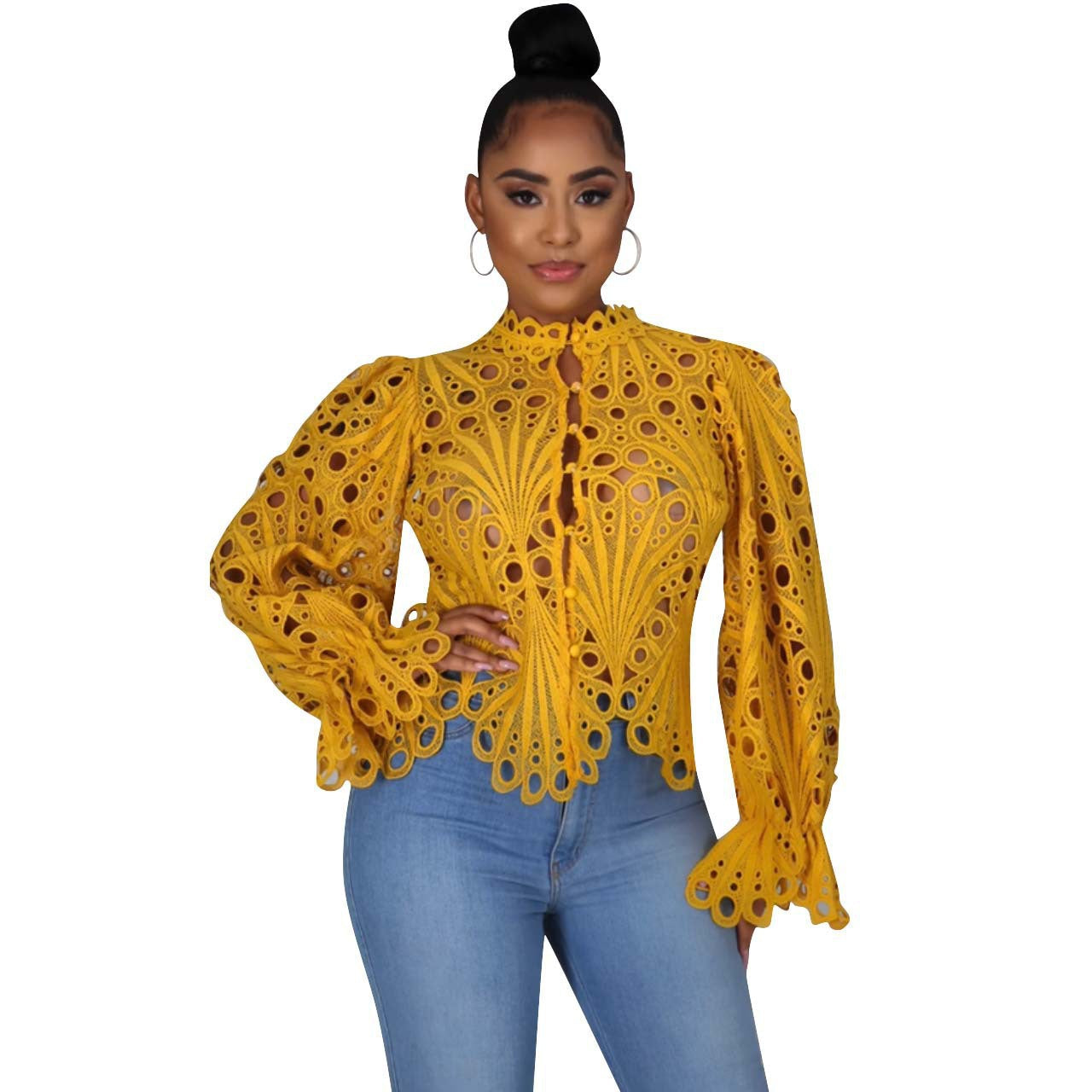 ISALI™ - Chic Asymmetrical Flounce Sleeve Blouse