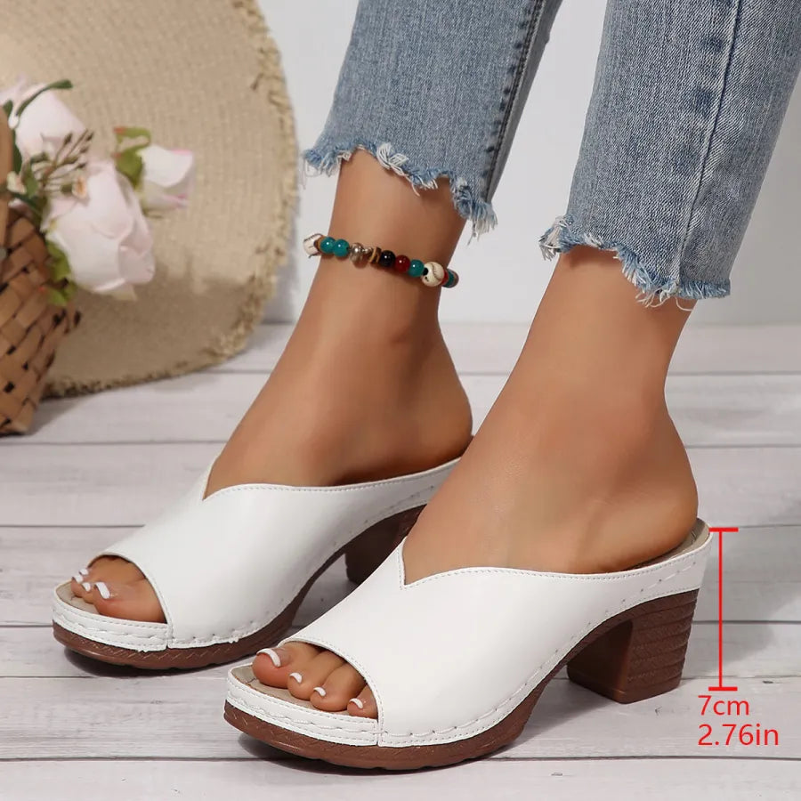Adeline | Open Toe Block Heel Mules