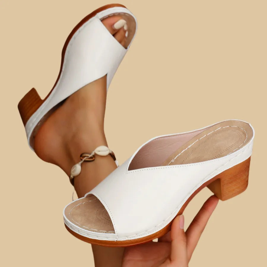 Adeline | Open Toe Block Heel Mules