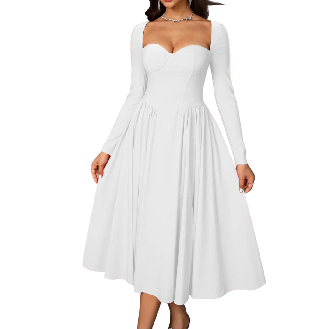 NICOLETTE™ – Sexy Open-Back Pleated Midi Dress