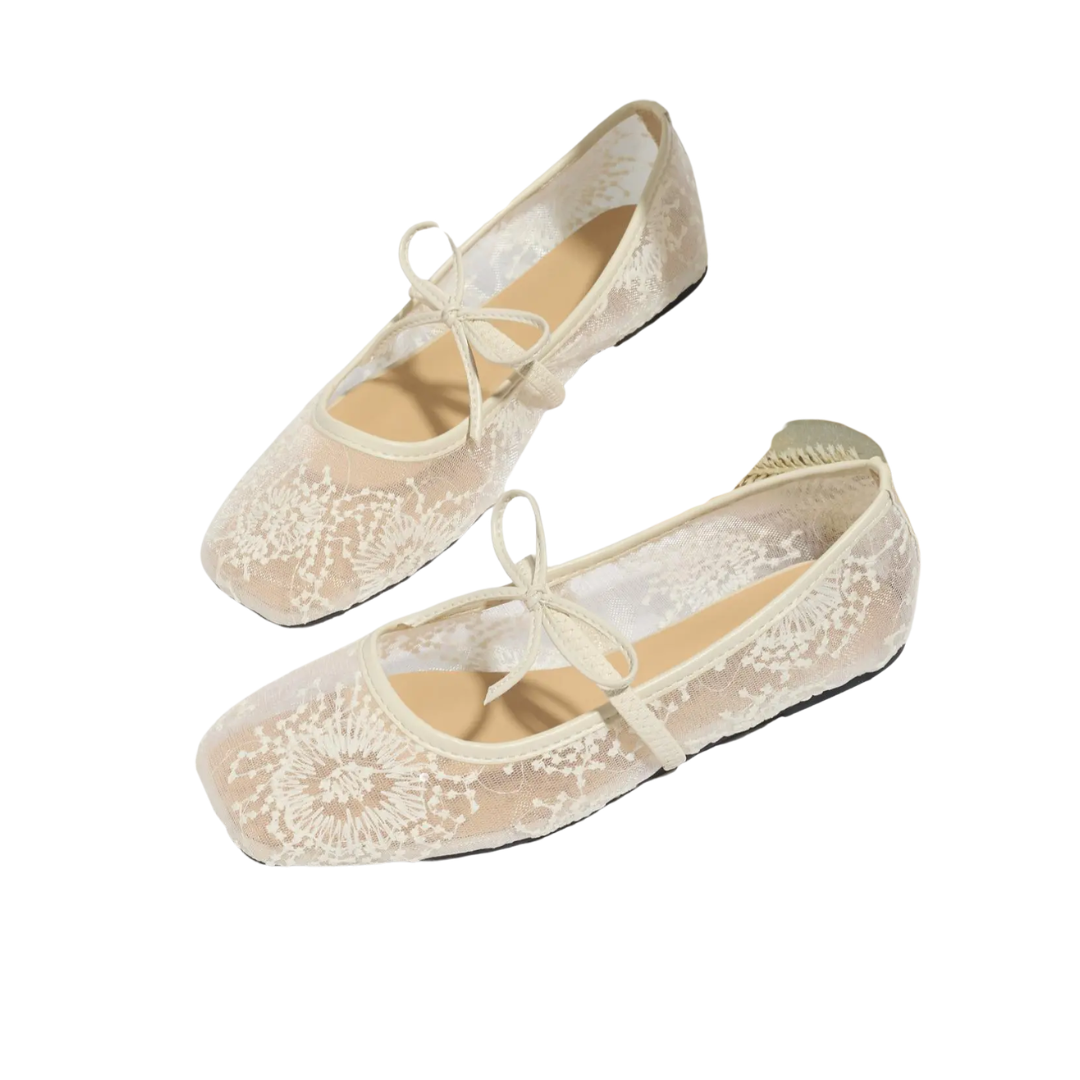 FLORIANNE™ – Bow-Detail Mesh Ballet Flats