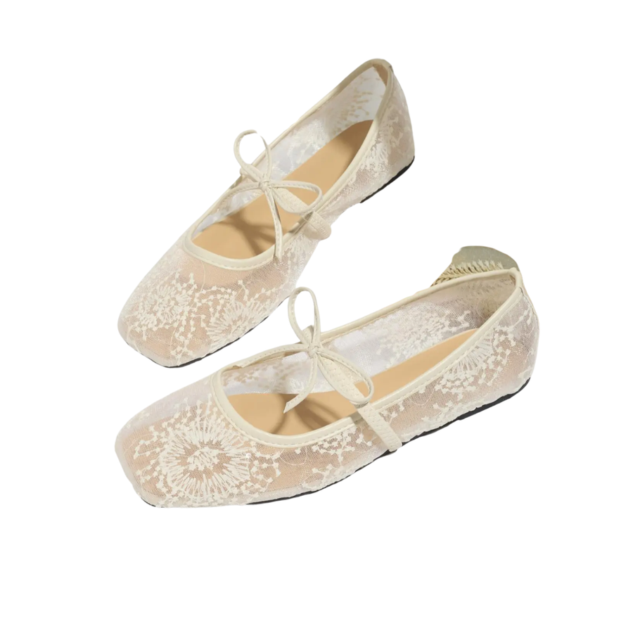 FLORIANNE™ – Bow-Detail Mesh Ballet Flats