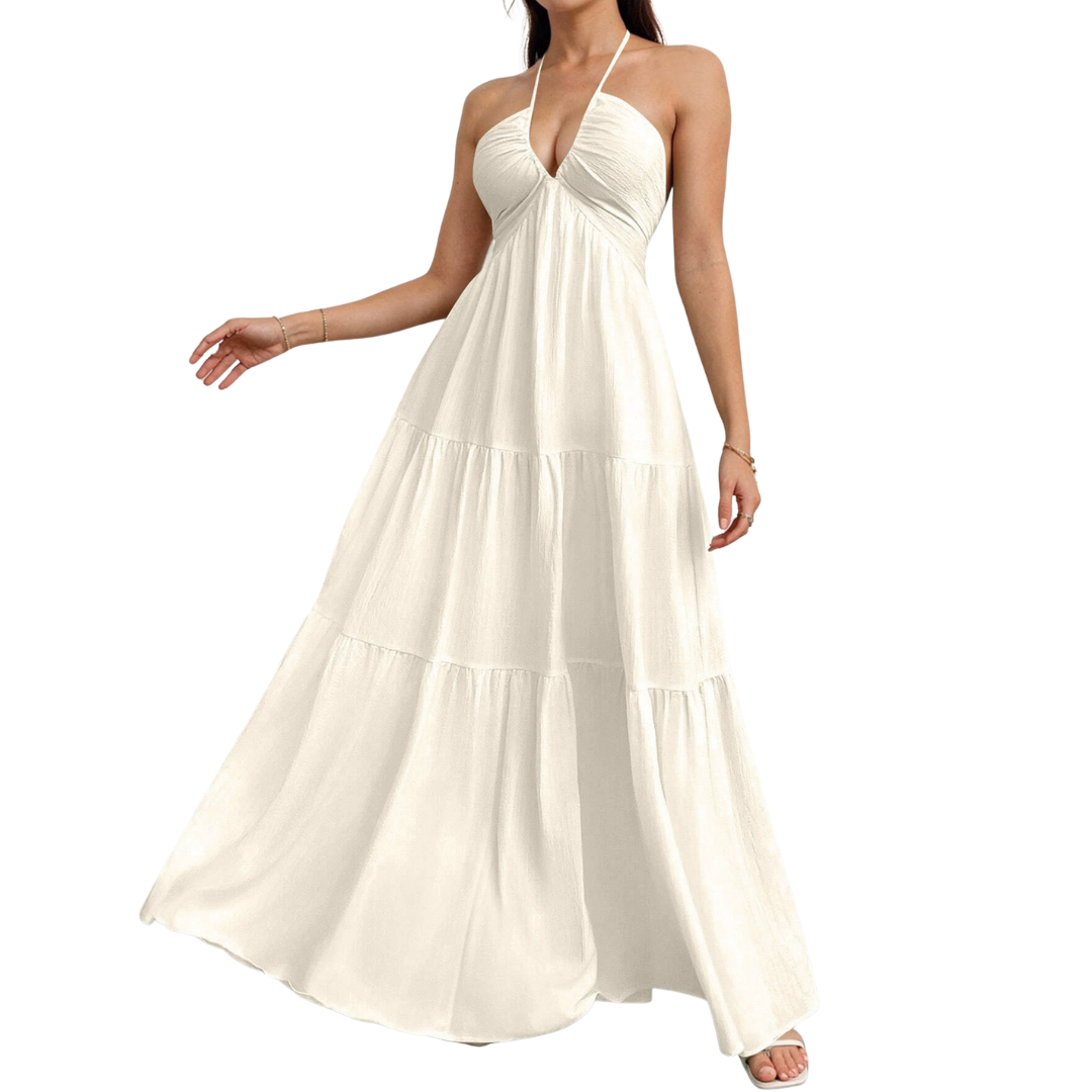 ZEPHYRINE™ – Deep V Boho Belted Dress