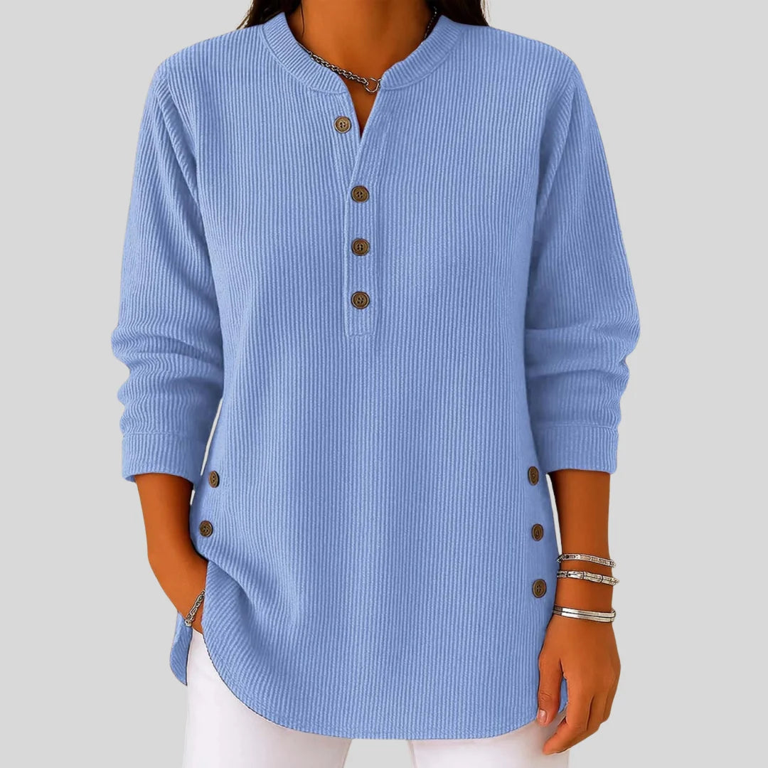 Jeane | Relaxed-Fit Button-Detail Henley Top