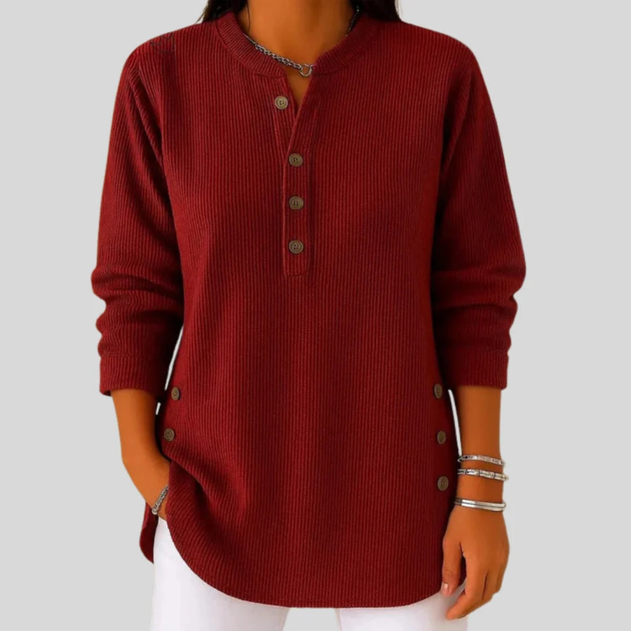 Jeane | Relaxed-Fit Button-Detail Henley Top