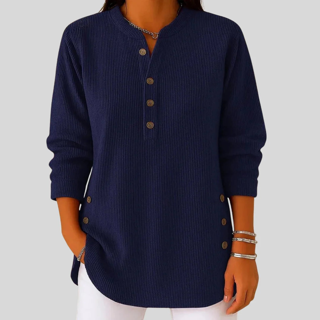 Jeane | Relaxed-Fit Button-Detail Henley Top