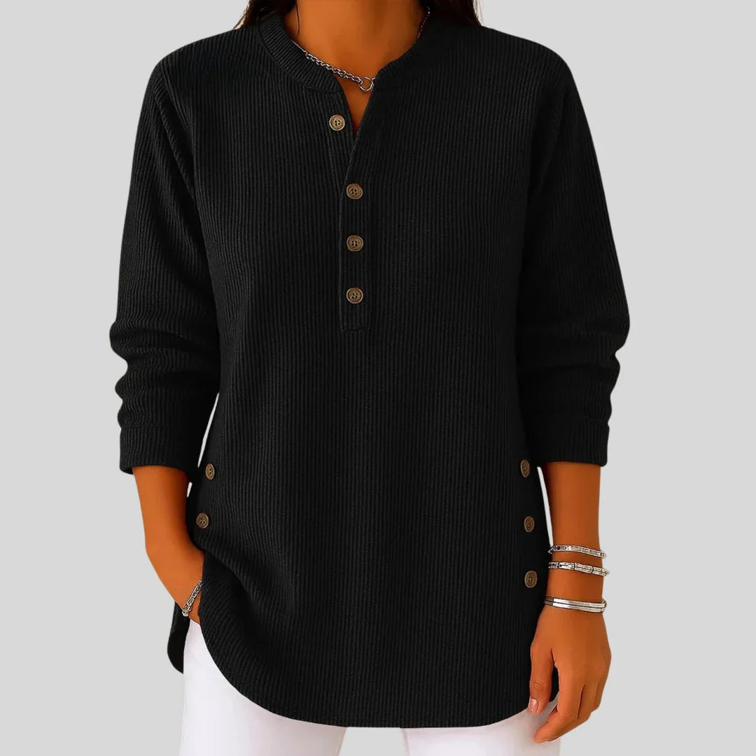Jeane | Relaxed-Fit Button-Detail Henley Top