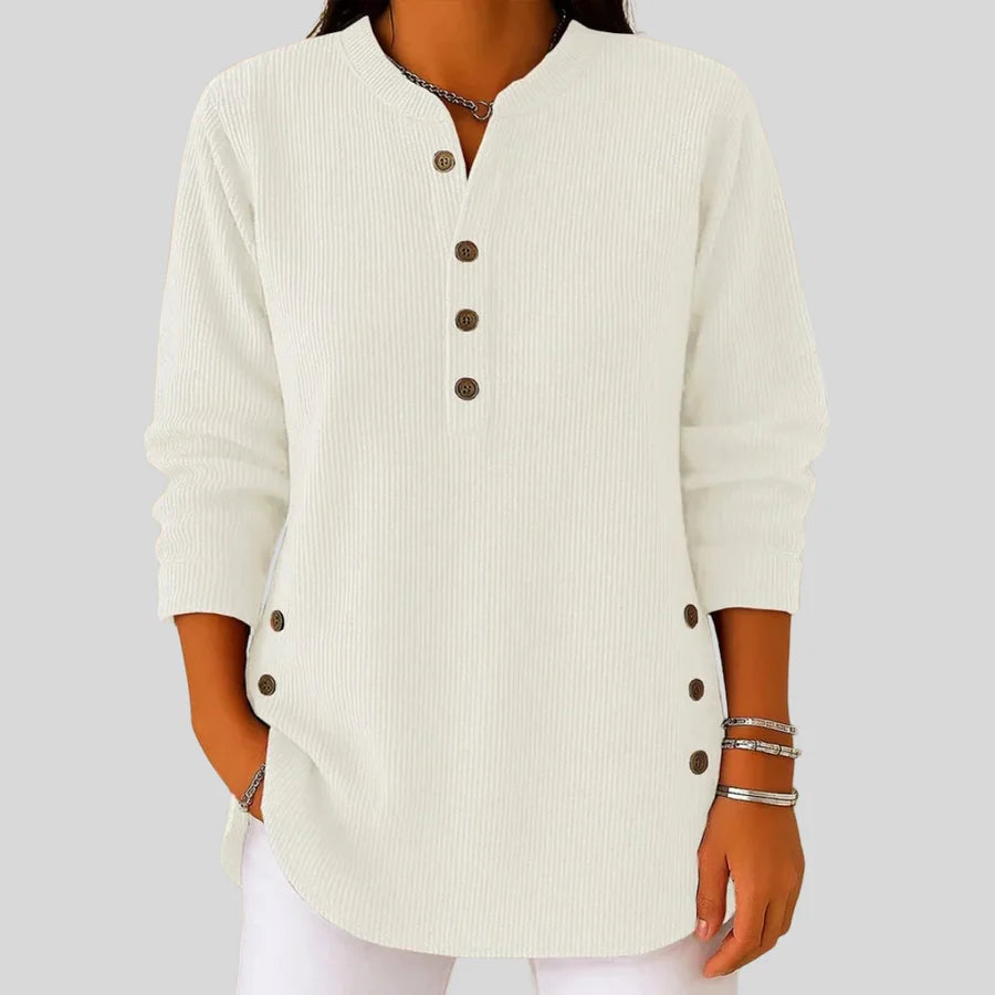 Jeane | Relaxed-Fit Button-Detail Henley Top