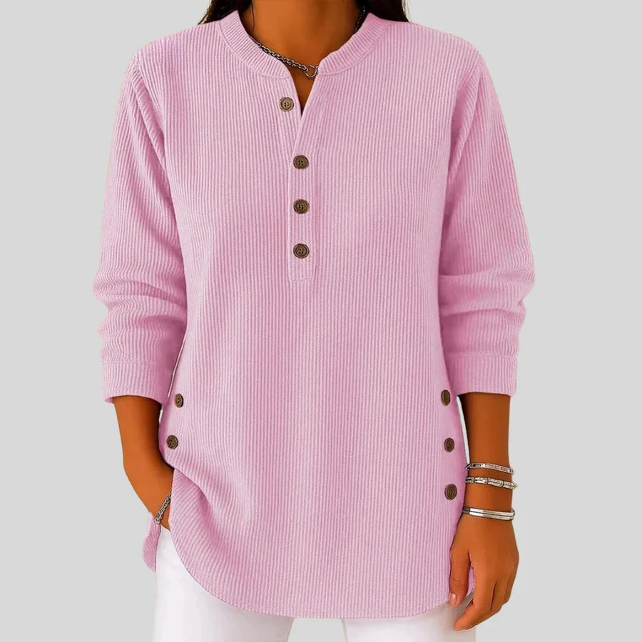Jeane | Relaxed-Fit Button-Detail Henley Top