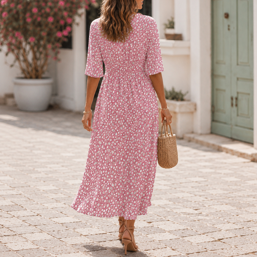 Matilda | Spot Print Elasticated Waist Maxi Dress