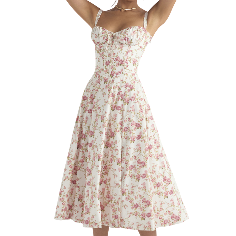 SERAPHINA™ – Romantic Floral Corset Midi Dress