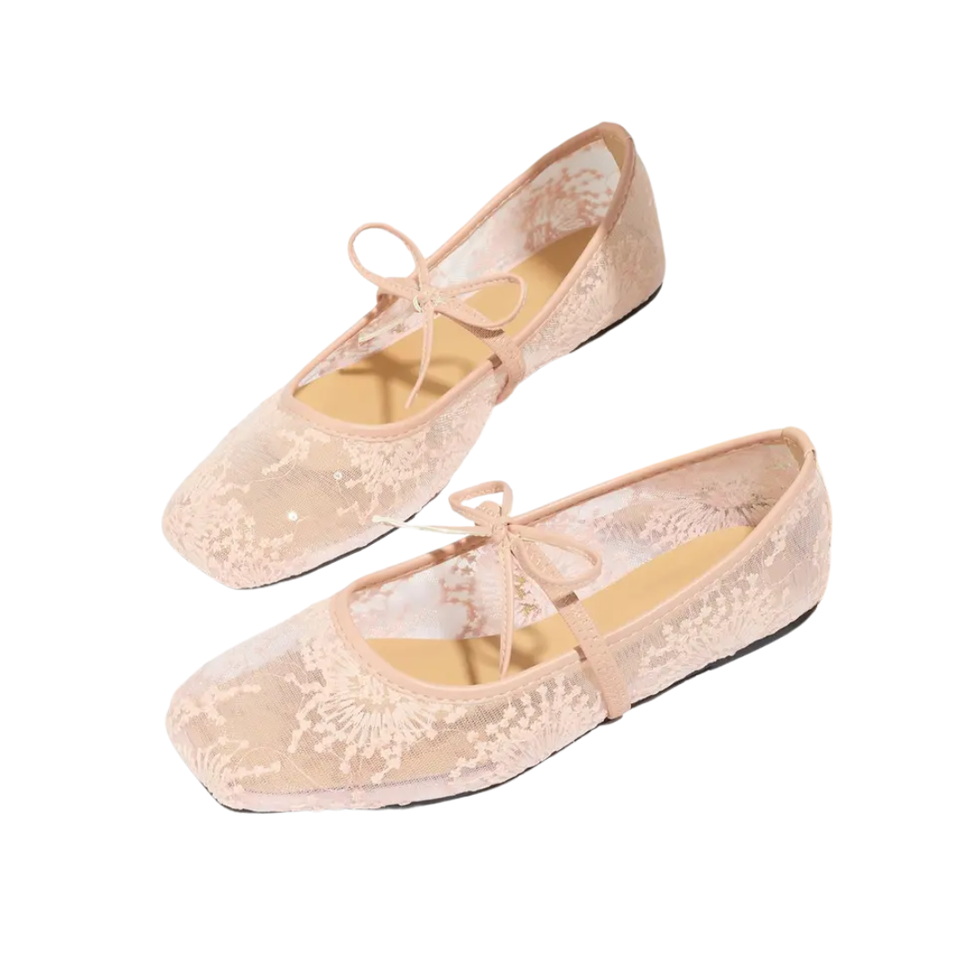 FLORIANNE™ – Bow-Detail Mesh Ballet Flats