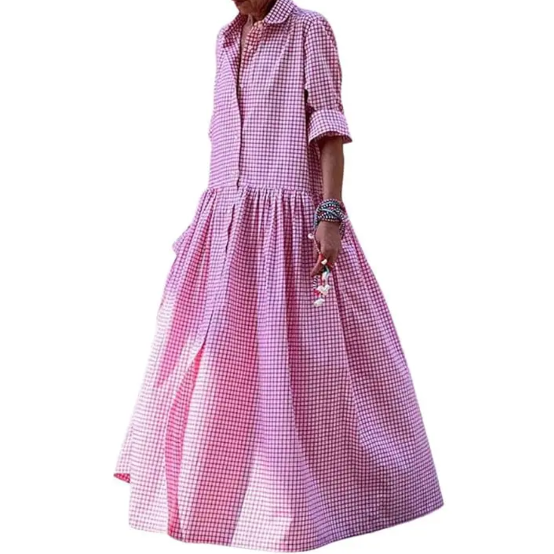WREN™ – Vintage Plaid Flared Shirt Dress