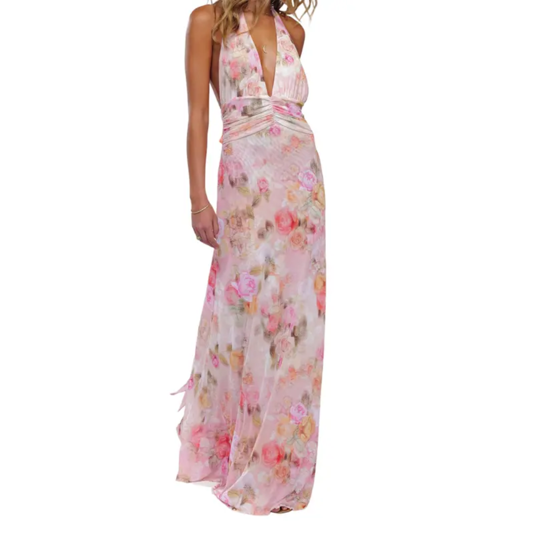 LORALEI™ – Floral Halter Backless Maxi Dress