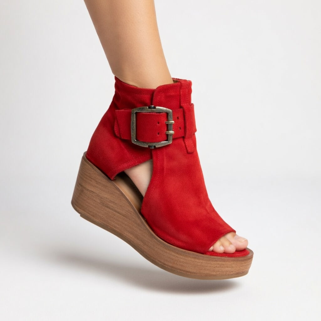 Genevieve | Open-Toe Wedge Ankle Boots