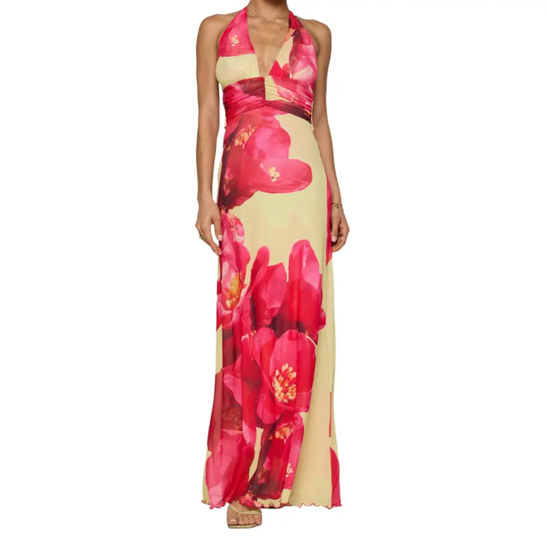 LORALEI™ – Floral Halter Backless Maxi Dress
