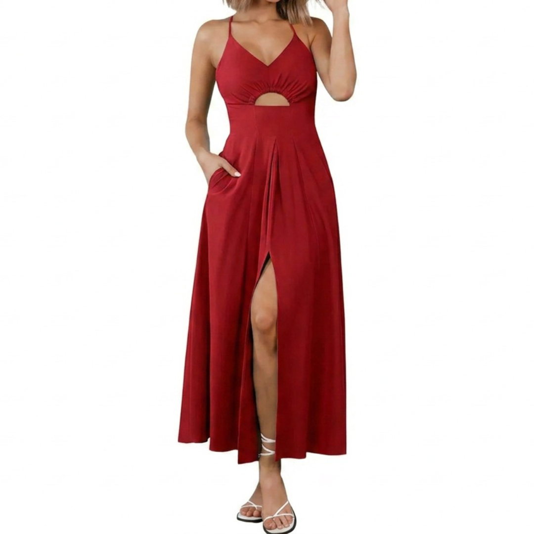 SOLÈNE™ – Sleeveless Spaghetti Strap Maxi Dress