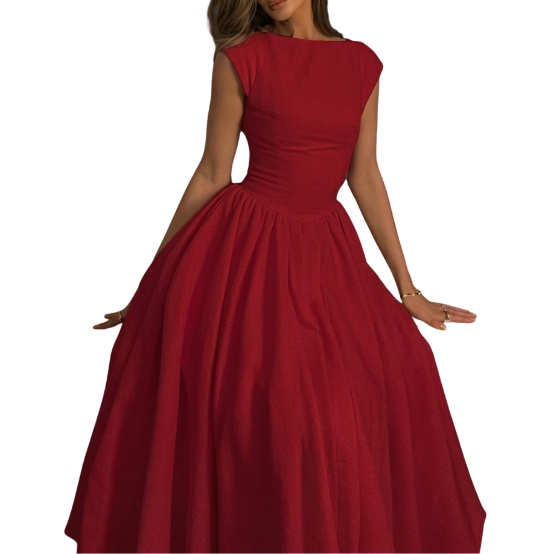 CLARISSA™ – Chic Bardot Backless Maxi Dress