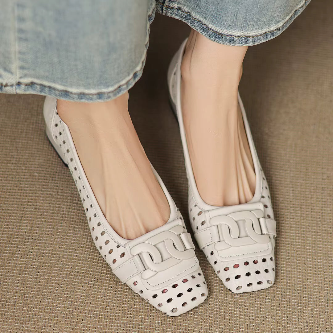 Vivienne | Woven Leather Square-Toe Heels