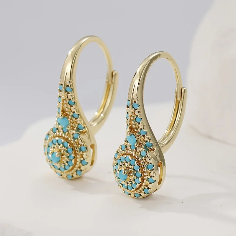 Amara | Turquoise Cluster Gold Drop Earrings