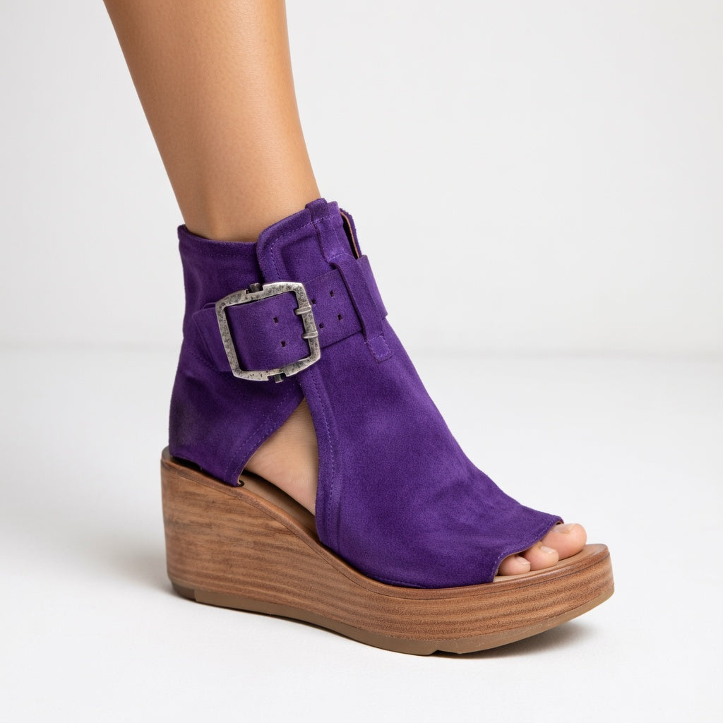 Genevieve | Open-Toe Wedge Ankle Boots