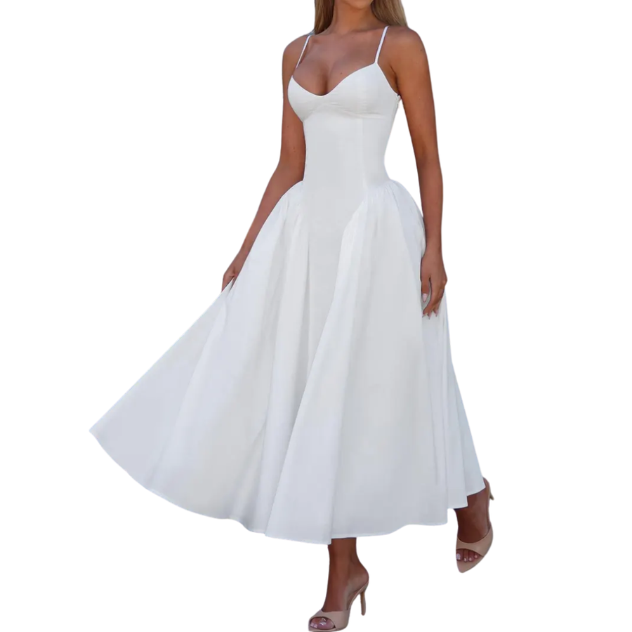 GENEVRE™ – Sleeveless Waist-Cinched Maxi Dress
