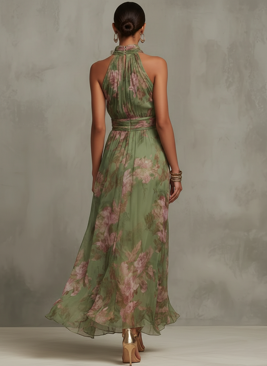 Seraphina | Halter Neck Floral Maxi Dress
