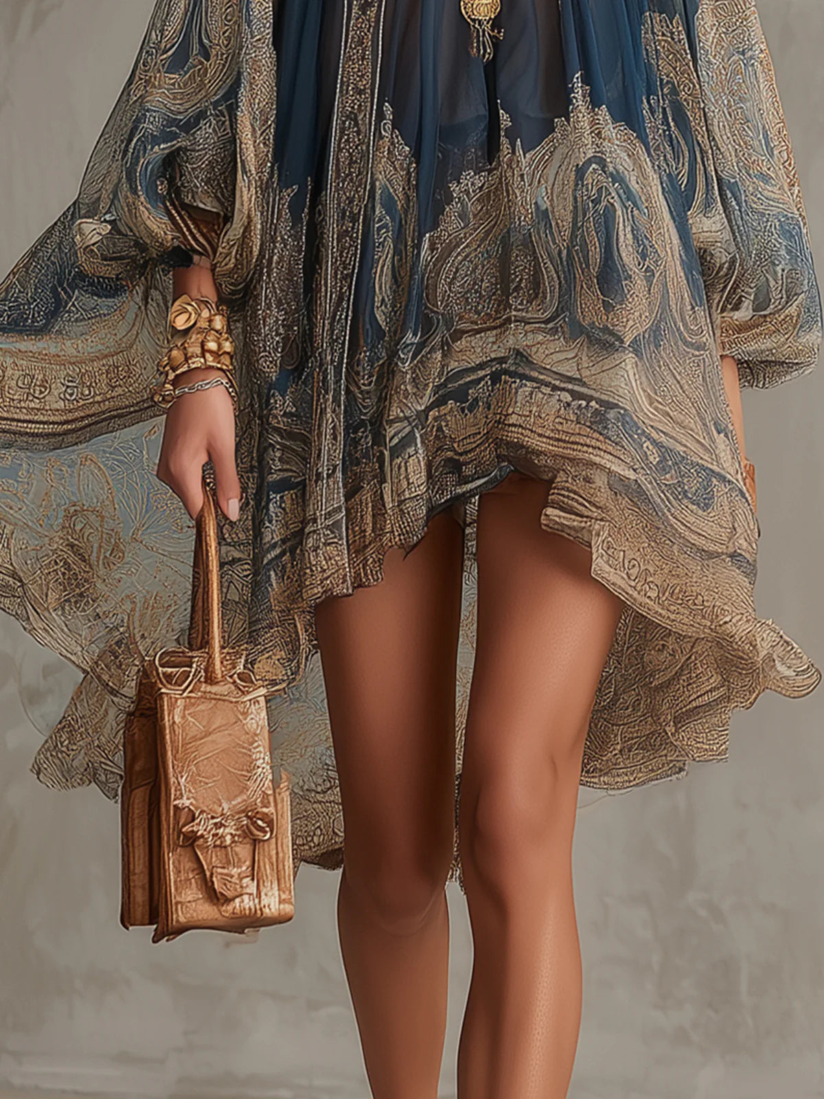 Isabella | High-Neck Batwing Sleeve Dress
