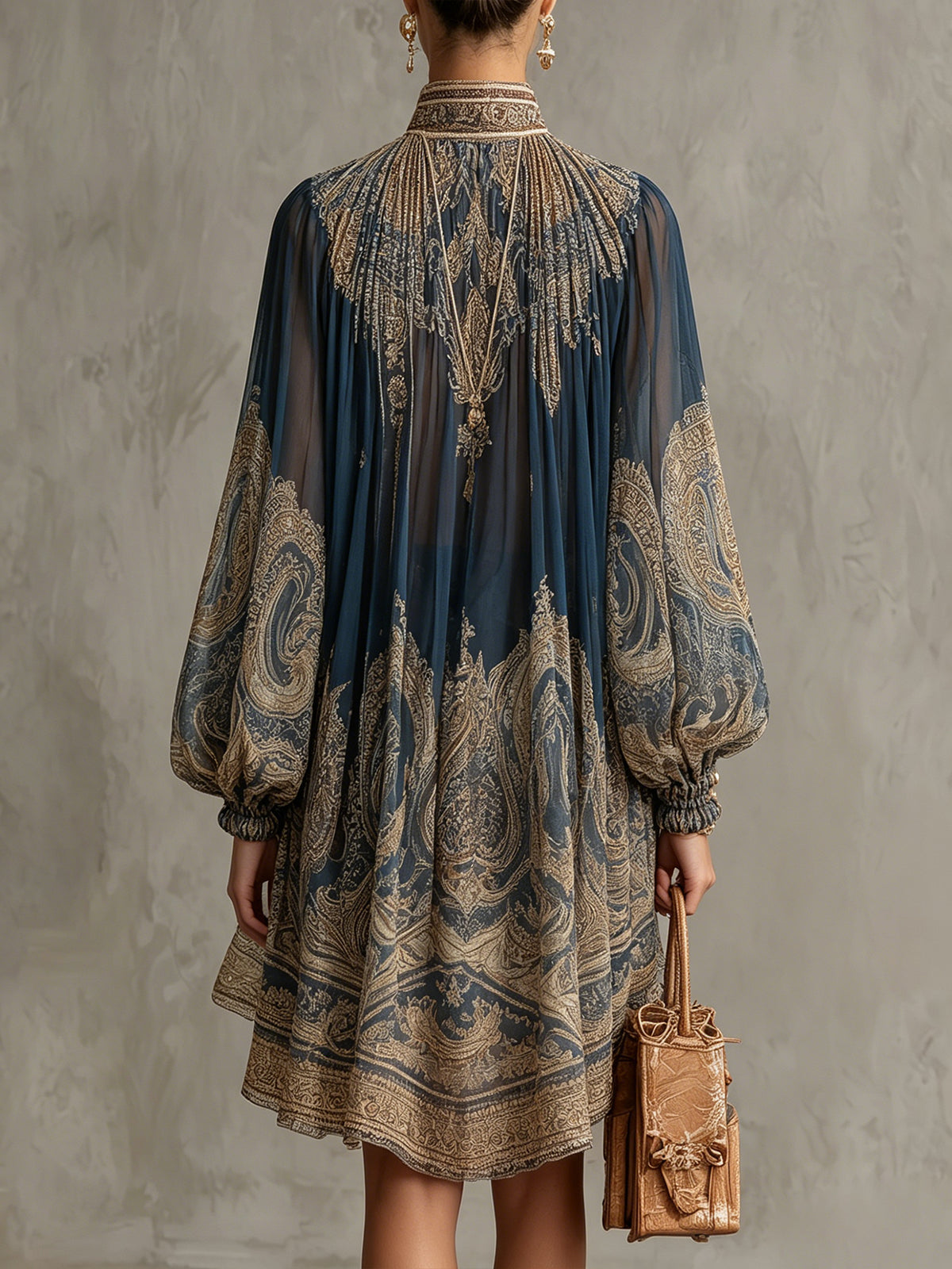 Isabella | High-Neck Batwing Sleeve Dress