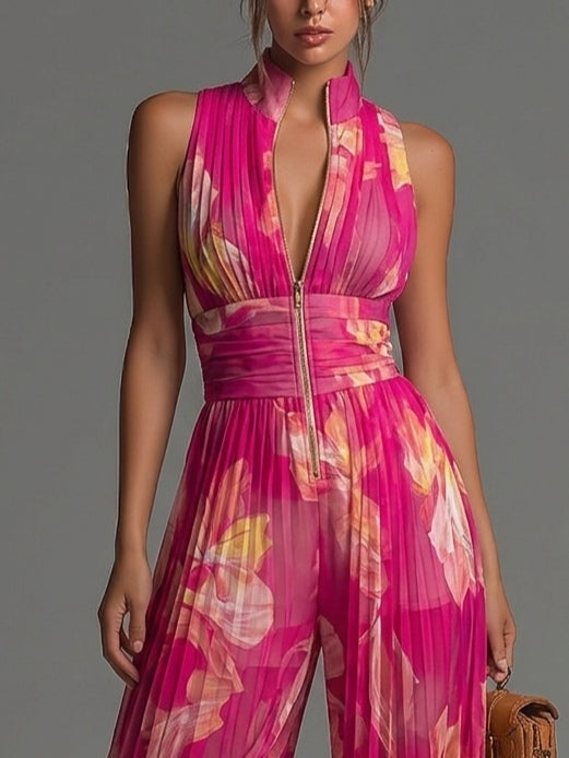 Beatrice | Pleated Floral Wide-Leg Jumpsuit