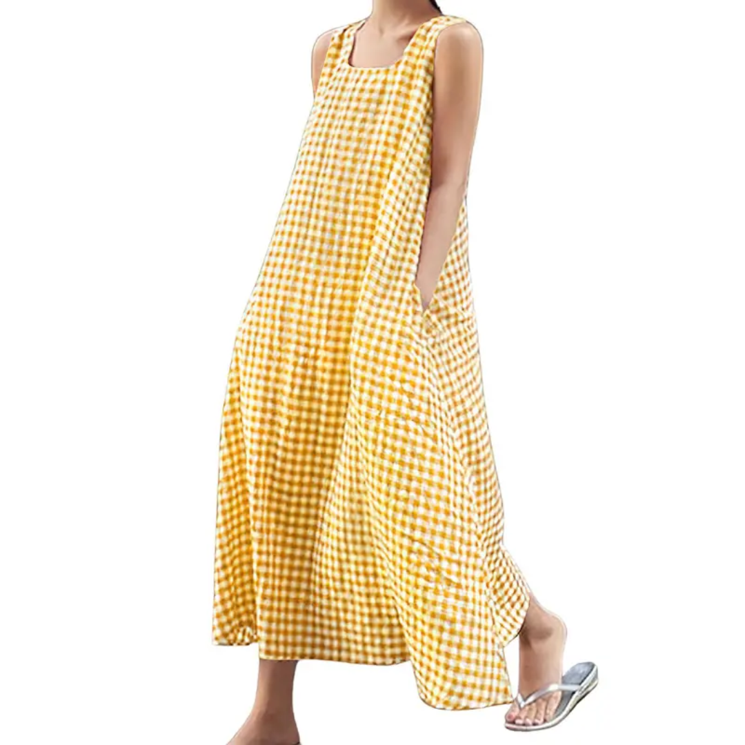 LOURDES™ – Breezy Plaid Pocket A-Line Dress
