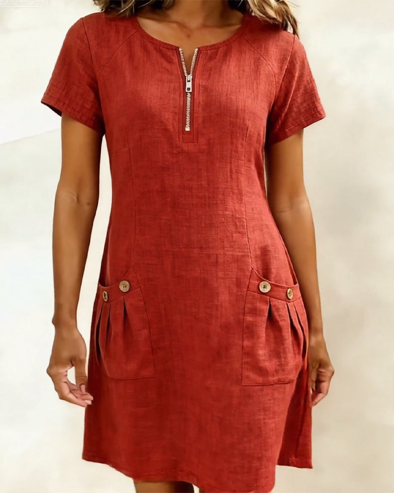 Van Elst Mode® | Katoenen jurk met ritssluiting