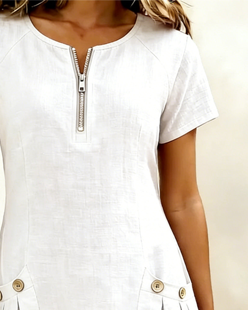 Van Elst Mode® | Katoenen jurk met ritssluiting