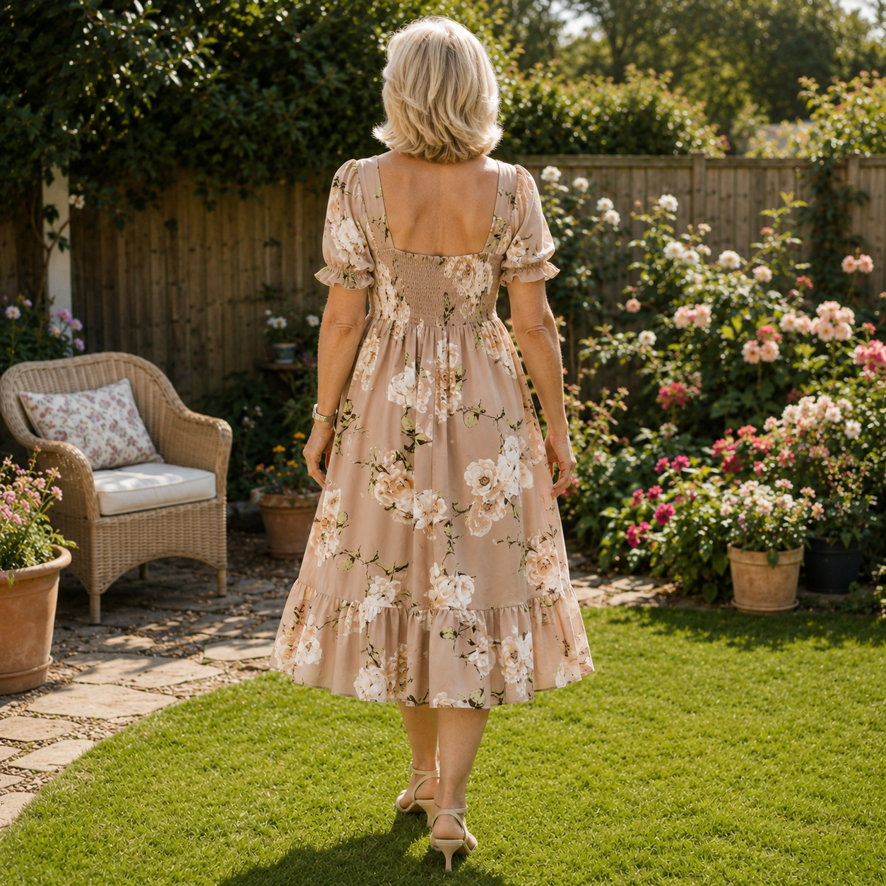 Rosalie | Floral Print Smocked Midi Dress