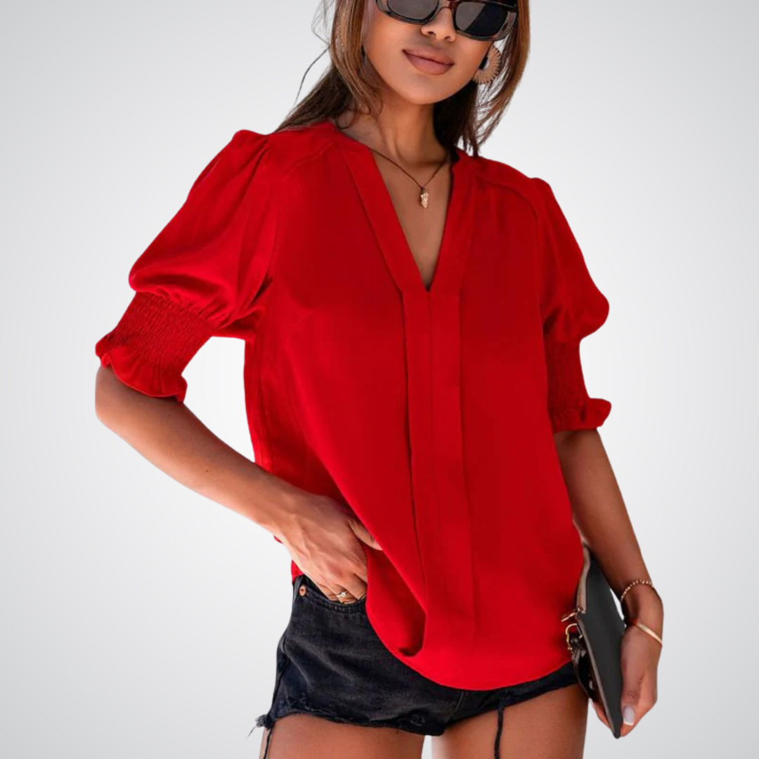 MONICA™ – Chic V-Neck Blouse