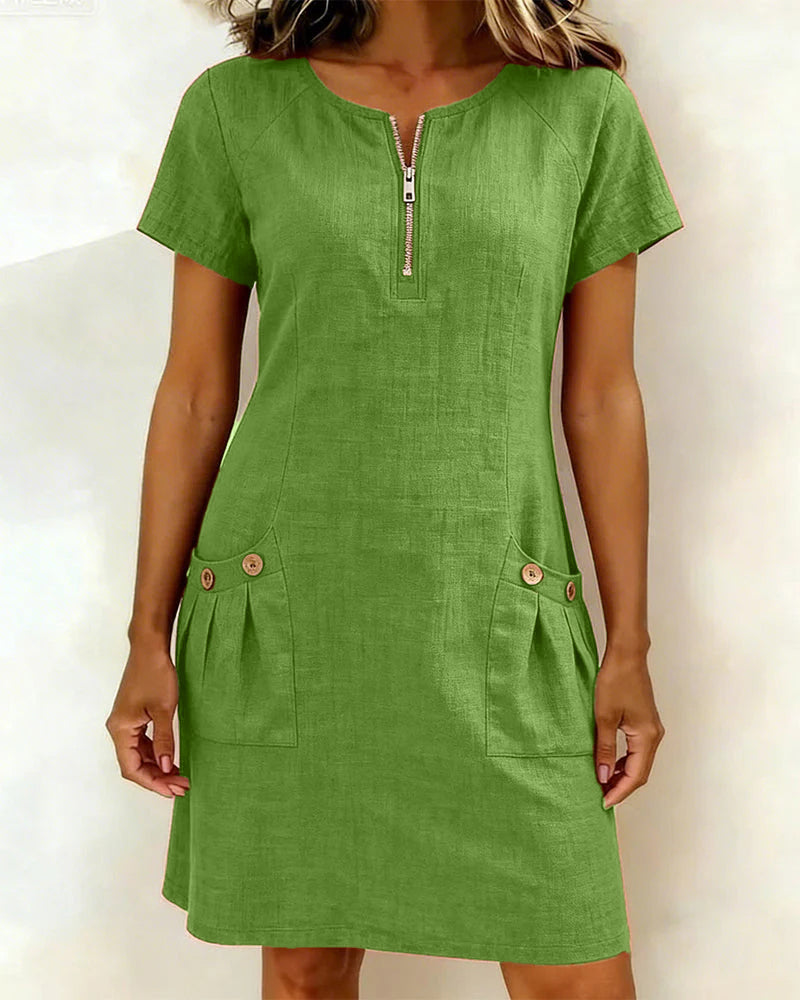 Van Elst Mode® | Katoenen jurk met ritssluiting