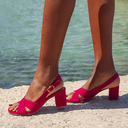 Florence | Block Heel Cross-Strap Sandals