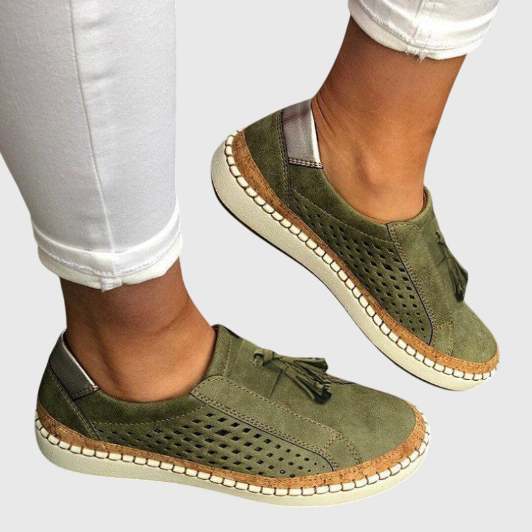 Josephine | Tassel Perforated Slip-On Trainers