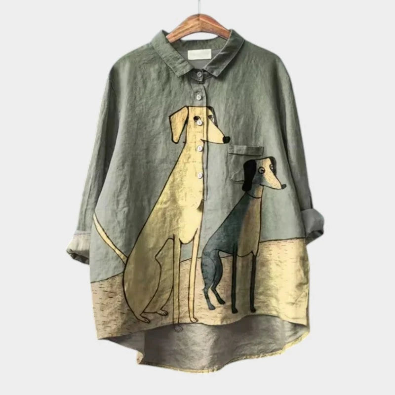 Ebb | Playful Pup Print Cotton Shirt