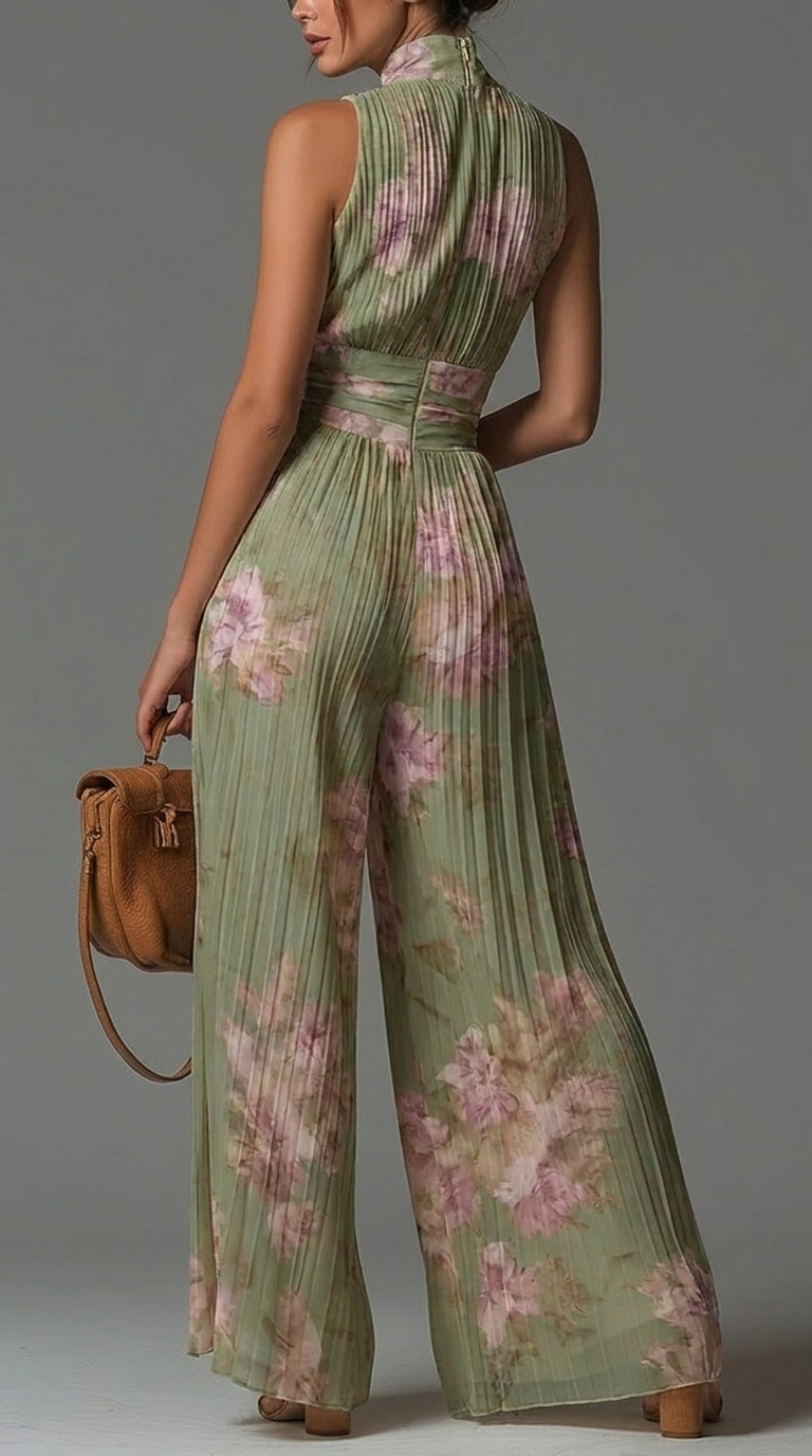 Hadley | Pleated Chiffon Wide-Leg Jumpsuit