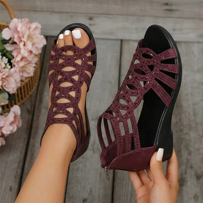 Elisha | Sparkle-Strap Woven Wedge Sandals