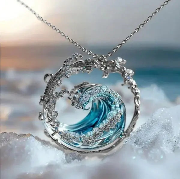 Luna | Ocean Wave Crystal Pendant Necklace