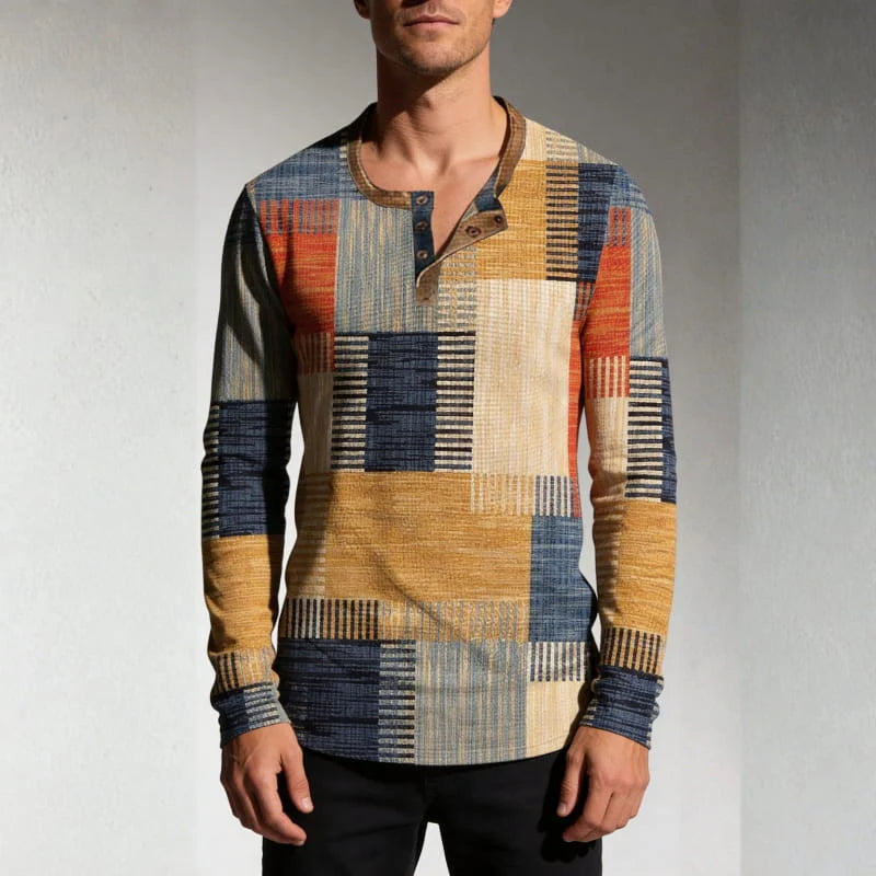 Henry | Patchwork Weave Henley Top