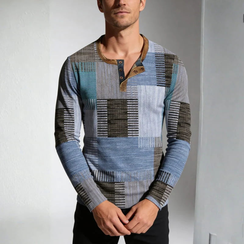 Henry | Patchwork Weave Henley Top