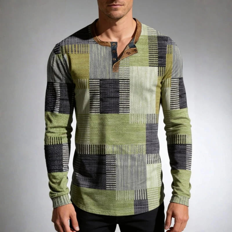 Henry | Patchwork Weave Henley Top