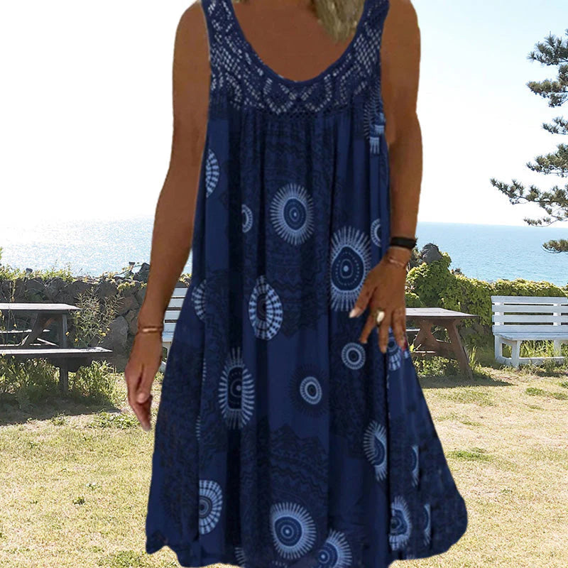 Marisol | Crochet-Trim Print Swing Dress